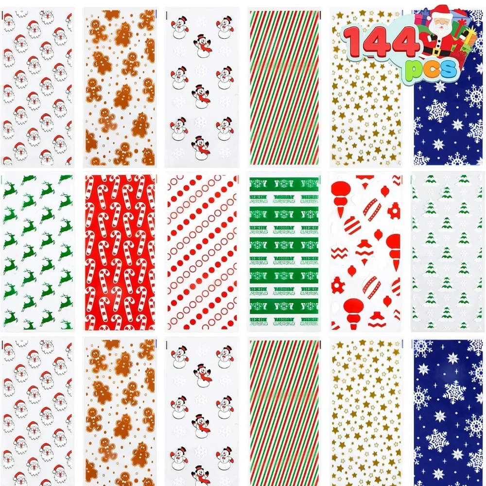 Colorful Holiday Treat Bags - 144 Pieces